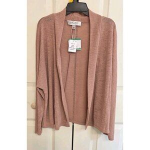 Kasper Womens L Open Front Knit Cardigan Sweater Tearose Pink‎